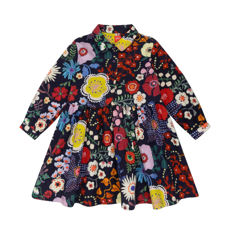 Colorful floral dress oilily delphia long sleeve dress floral navy