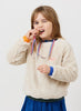 arsene & les pipelettes tricolor sherpa sweatshirt beige