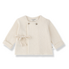 Beige baby jacket with buttons and a tie 