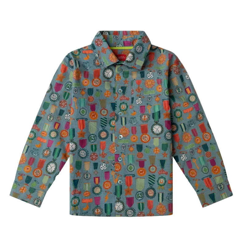 oilily bertus trophy button down shirt bristol blue