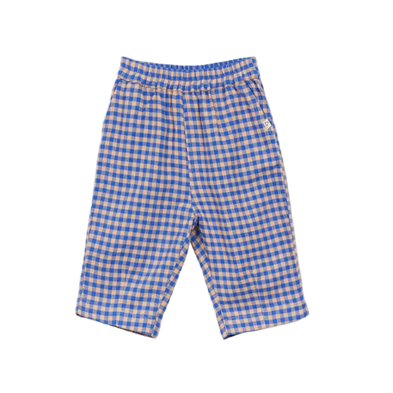 arsene & les pipelettes gingham baby joggers cobalt blue