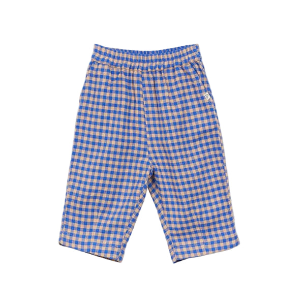 arsene & les pipelettes gingham baby joggers cobalt blue