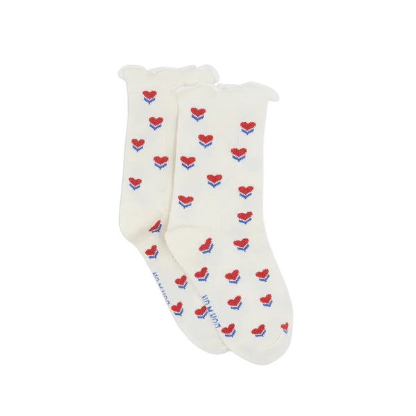 bonton mini hearts socks ecru