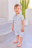 tartine et chocolat short baby jumpsuit blue stripes