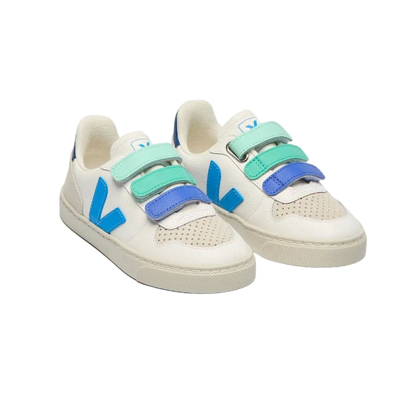 veja small v-10 velcro leather sneakers white egee