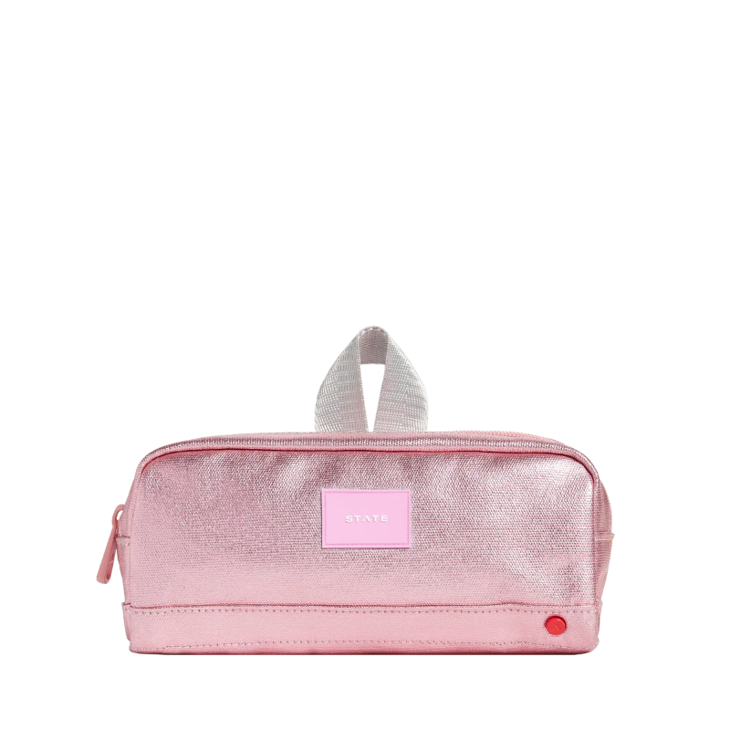 state bags clinton pencil case pink/silver