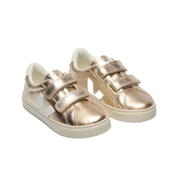 veja esplar velcro leather sneakers platine white