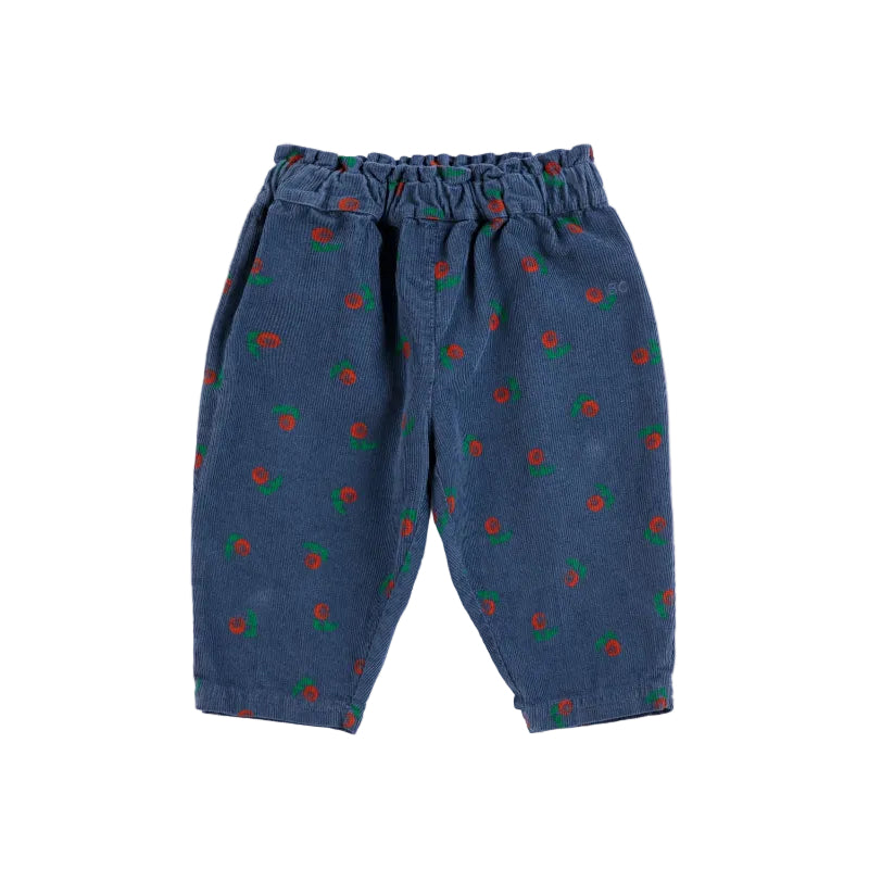 bobo choses stamp bloom all over baby corduroy pants blue