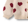 wheat jacquard hearts baby cardigan off-white melange
