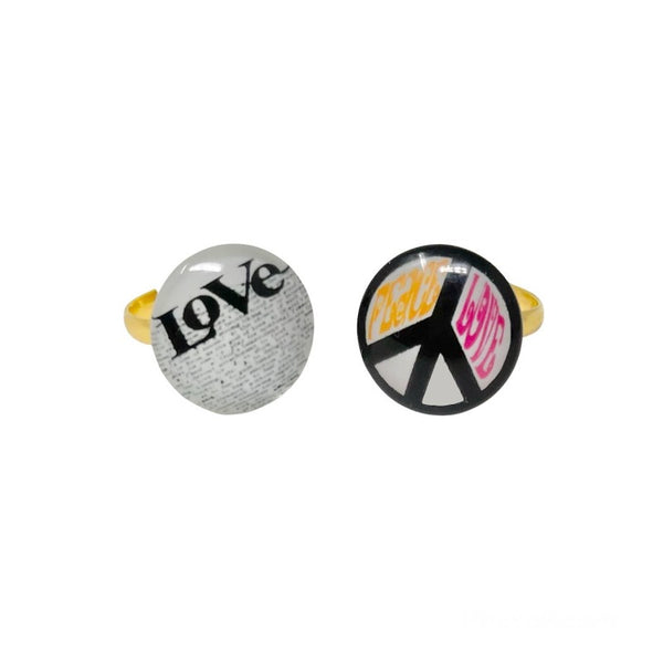 atsuyo et akiko love + peace ring set