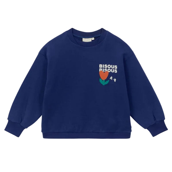arsene & les pipelettes kisses sweatshirt navy