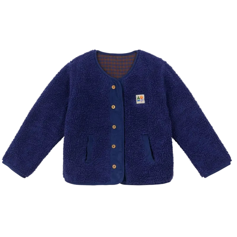 arsene & les pipelettes reversible sherpa jacket marine