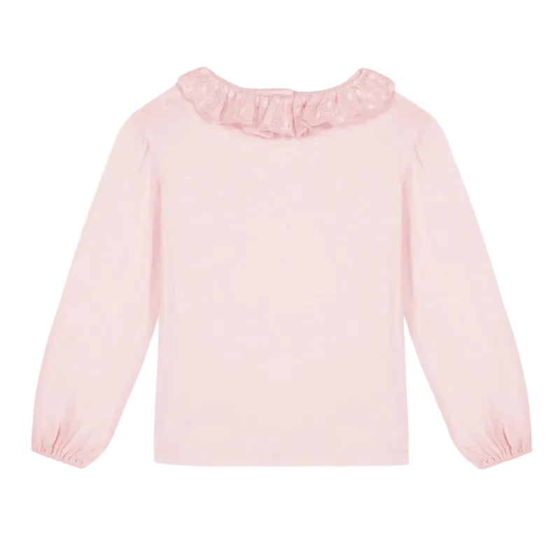 bonton ruffle collar long sleeve t-shirt rose