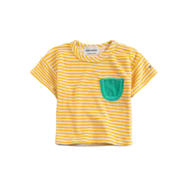 bobo choses terry cloth baby t-shirt yellow stripes