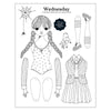 of unusual kind wednesday paper doll coloring sheet
