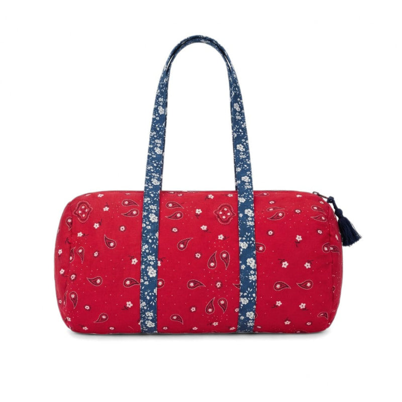louis louise pom pom duffle bag red