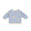 arsene & les pipelettes checkered terry baby sweatshirt cobalt blue