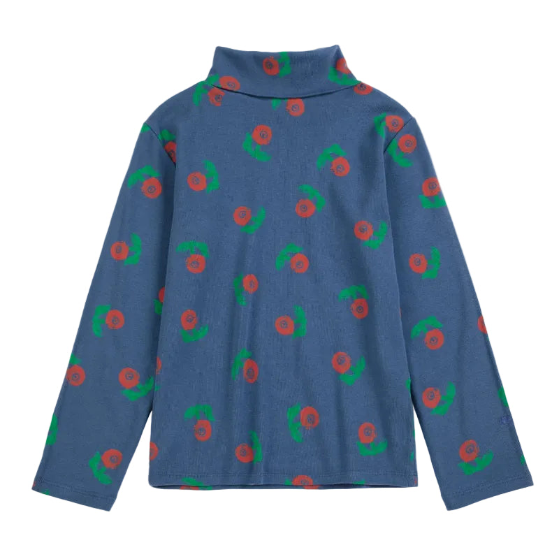 bobo choses stamp bloom all over turtle neck t-shirt navy blue