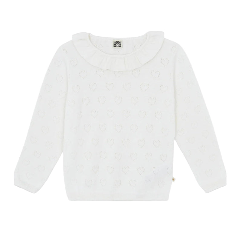 bonton milou heart sweater ecru