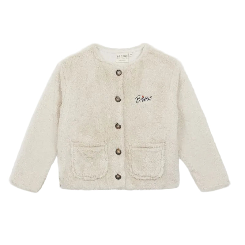 arsene & les pipelettes sherpa cardigan beige