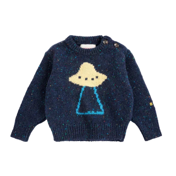 bobo choses pixel abduction baby sweater navy blue