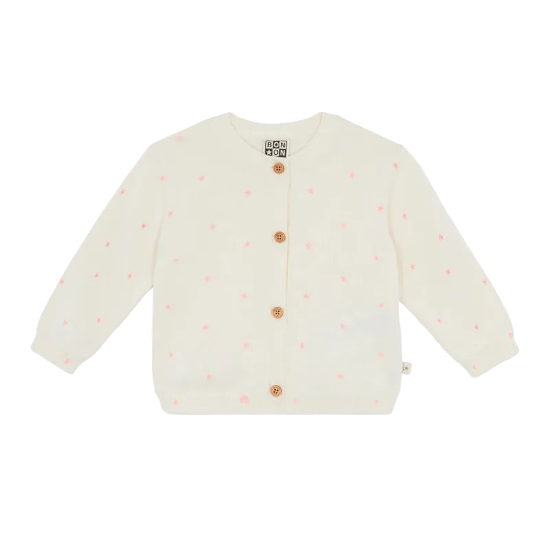 bonton lile star baby cardigan ecru