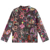 oilily hiver velvet paris print mockneck shirt taupe