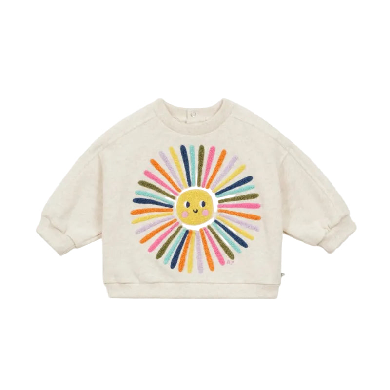 arsene & les pipelettes crinkle flower baby sweatshirt heather grey