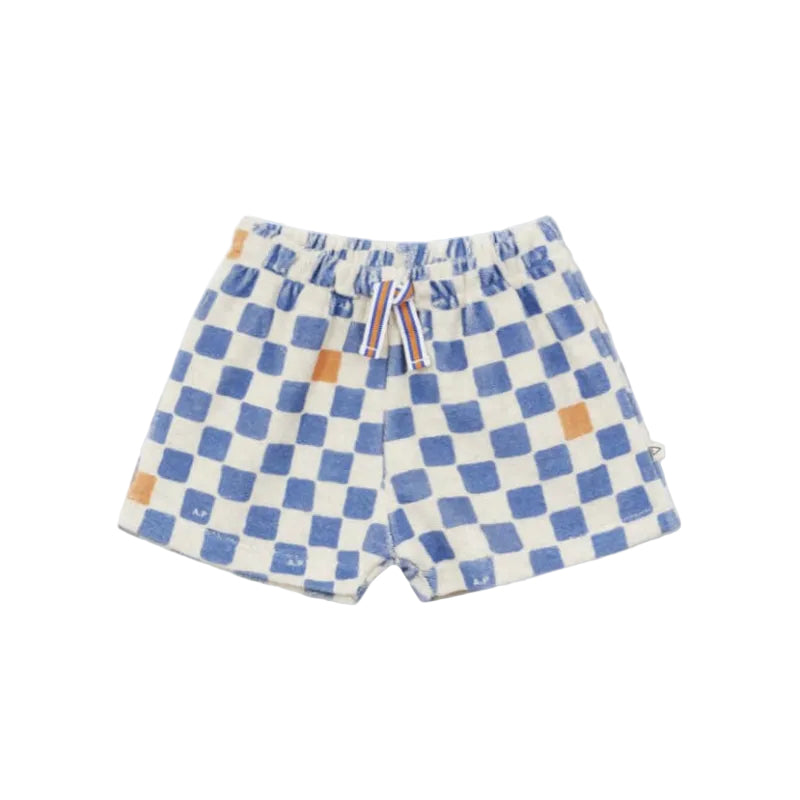 arsene & les pipelettes checked baby shorts cobalt blue