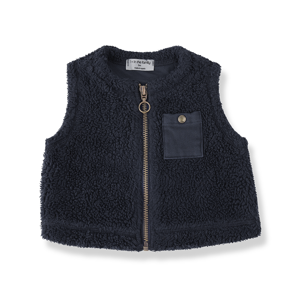 1+ in the family kenora sherpa vest navy blue