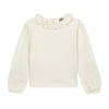 White blouse with ruffled collar by bonton