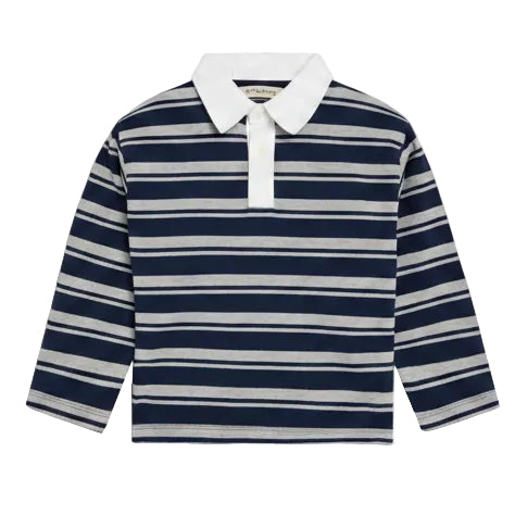 the new society glowee polo navy stripe