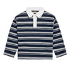 the new society glowee polo navy stripe