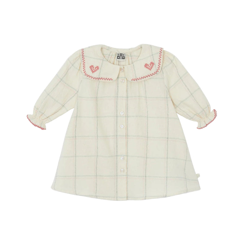 bonton mesange baby dress carreau winter