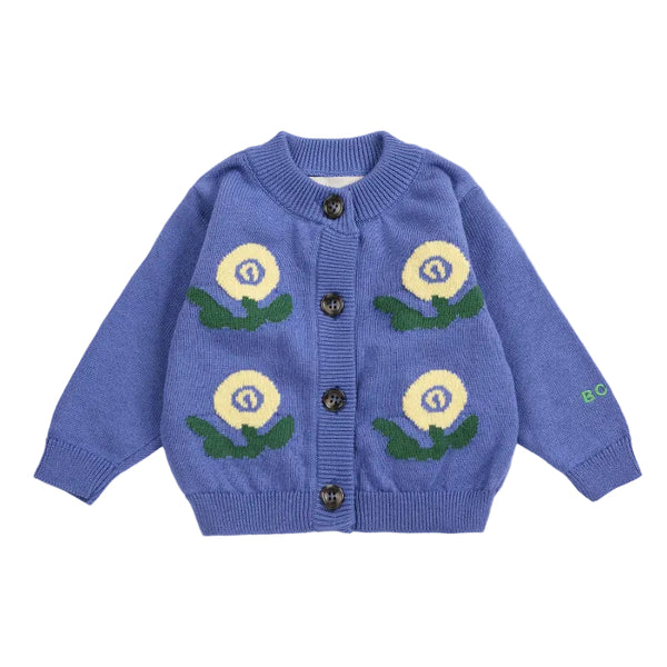 bobo choses stamp bloom baby cardigan purple