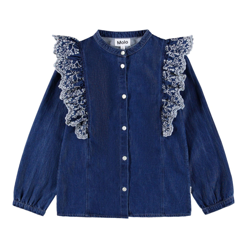 molo Blue denim shirt with lace details 