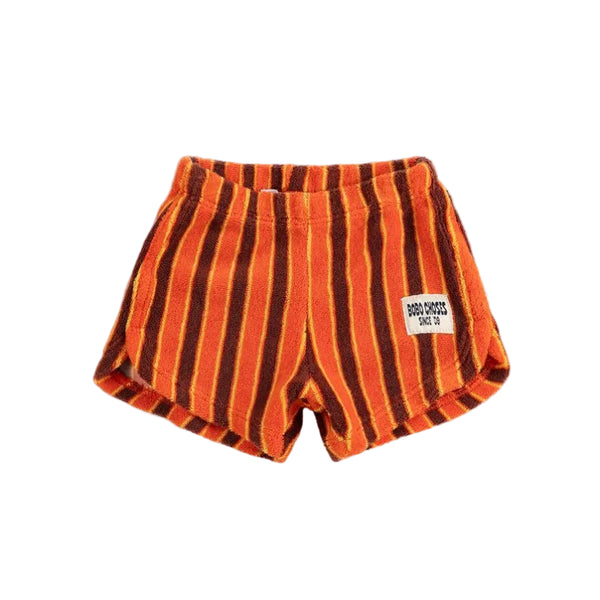 bobo choses striped terry baby shorts brick/orange
