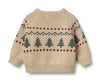 wheat jacquard balou baby sweater warm sand