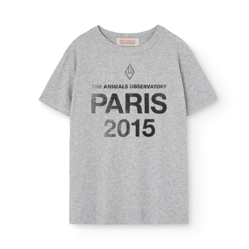 Gray t-shirt with 'The Animals Observatory Paris 2015' text 