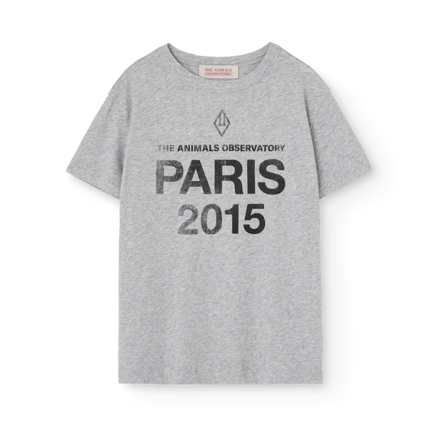 Gray t-shirt with 'The Animals Observatory Paris 2015' text 