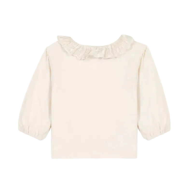 bonton piris ruffle collar baby t-shirt milk