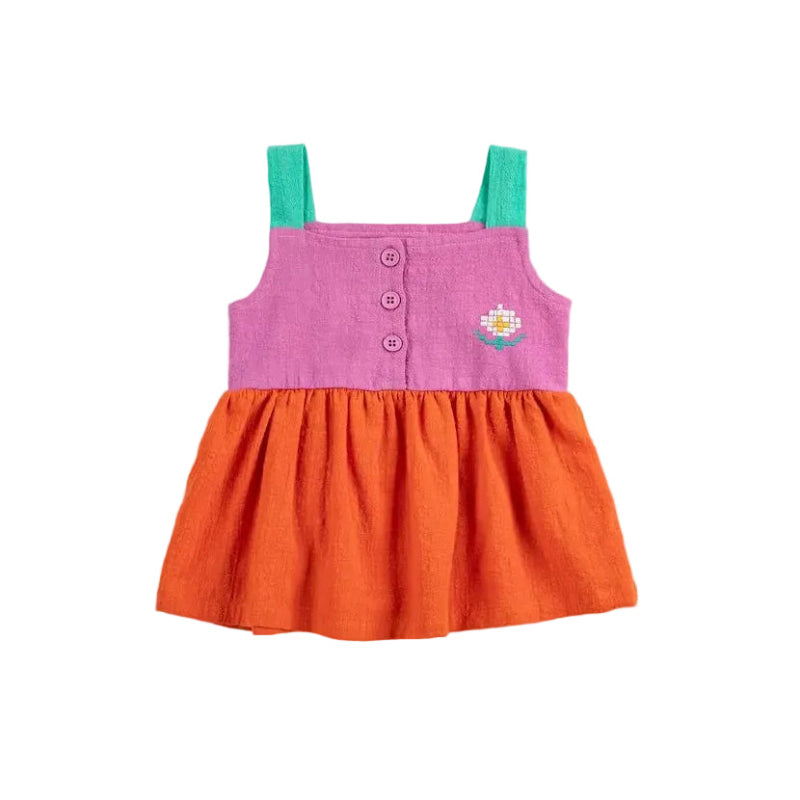 bobo choses pixel daisy colorblock baby dress multicolor