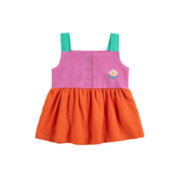 bobo choses pixel daisy colorblock baby dress multicolor