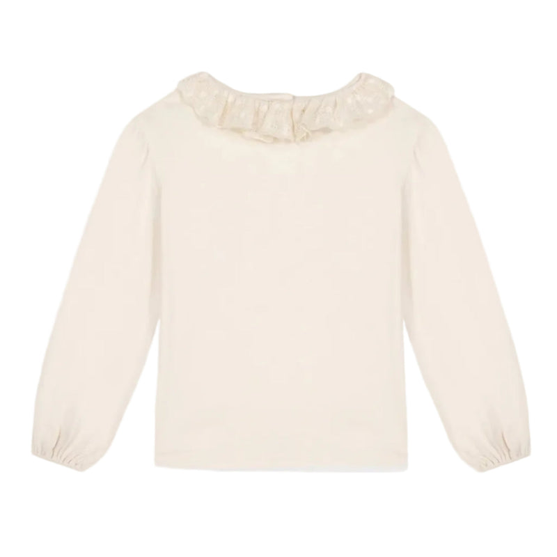 bonton ruffle collar long sleeve t-shirt milk