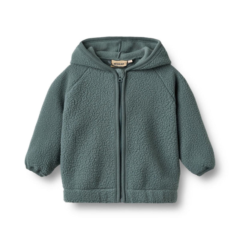 wheat jacquard martinus fleece baby jacket dark green
