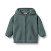 wheat jacquard martinus fleece baby jacket dark green