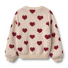 wheat jacquard hearts cardigan off-white melange