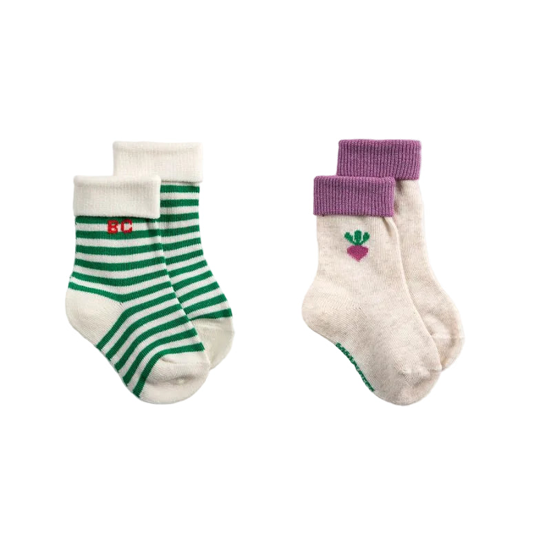bobo choses pixel sugar beet short baby socks 2-pack
