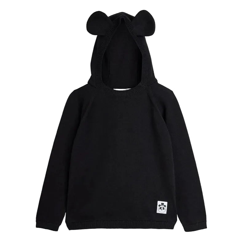 mini rodini mouse ear fine knit sweater black