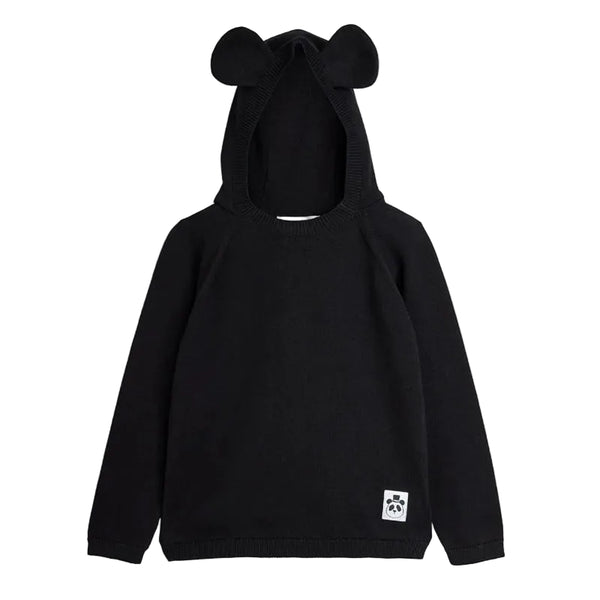 mini rodini mouse ear fine knit sweater black